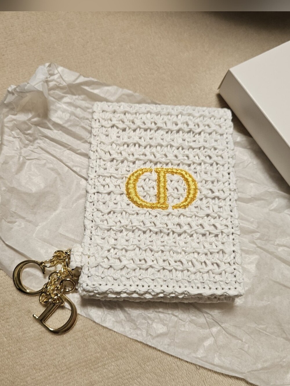 NEW Dior Beauty Line Crochet Mirror with Gold CD Charm!